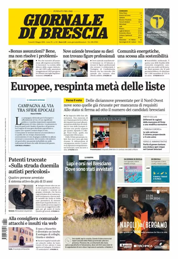 Prima-pagina-giornale di brescia-oggi-edizione-del-2024-05-03